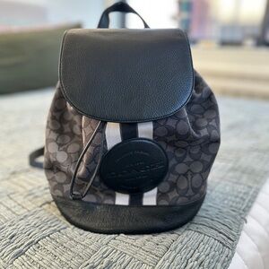 Coach Black and White Signature Backpack
